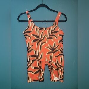 Sage Bold Leaf Set With Biker Shorts